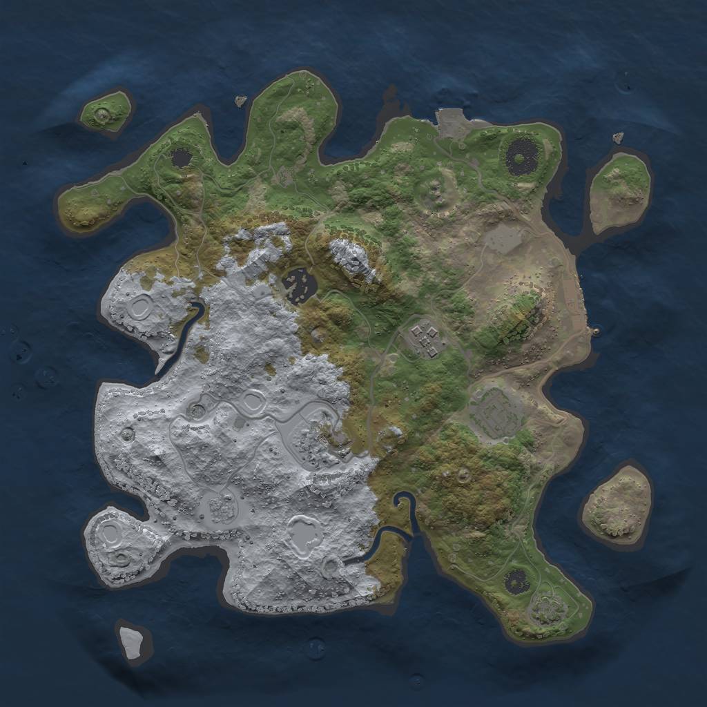 Rust Map: Procedural Map, Size: 3000, Seed: 31370, 11 Monuments