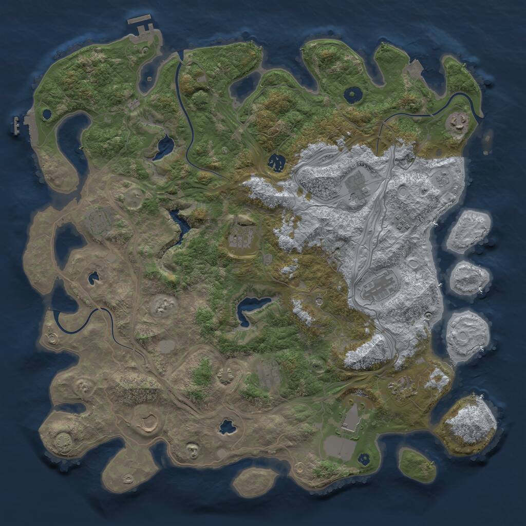 Rust Map: Procedural Map, Size: 4500, Seed: 1480991659, 17 Monuments