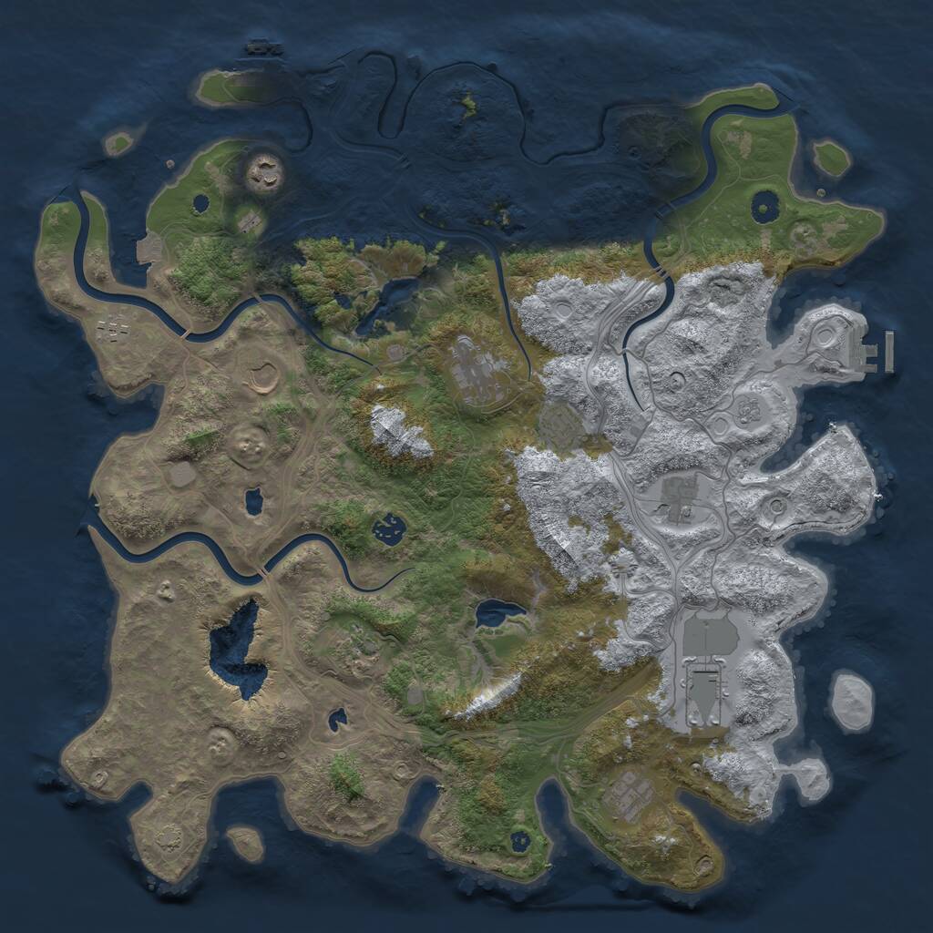 Rust Map: Procedural Map, Size: 4500, Seed: 1404432674, 16 Monuments