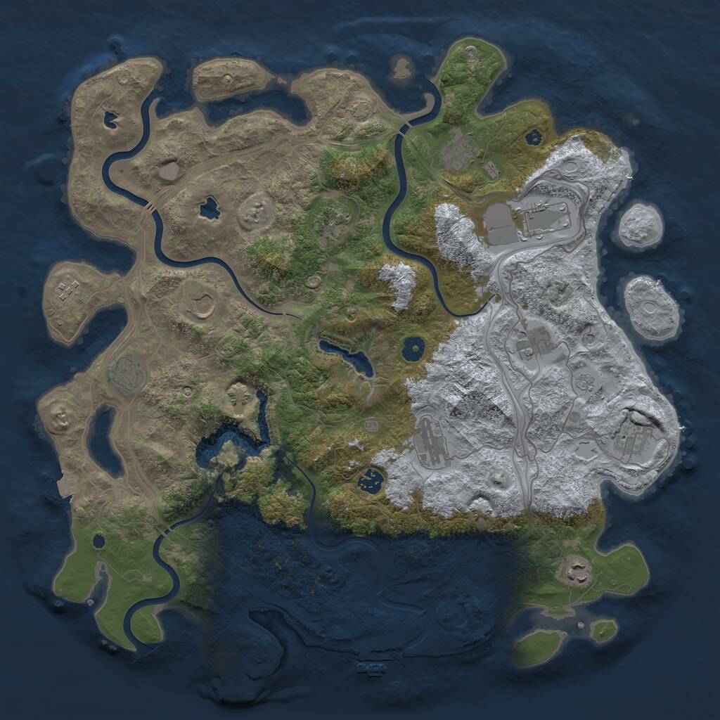 Rust Map: Procedural Map, Size: 4500, Seed: 8972023, 17 Monuments