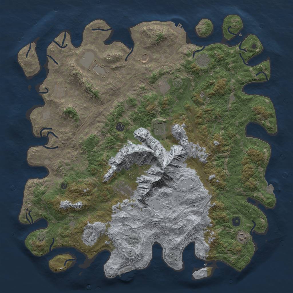 Rust Map: Procedural Map, Size: 5000, Seed: 70923, 19 Monuments