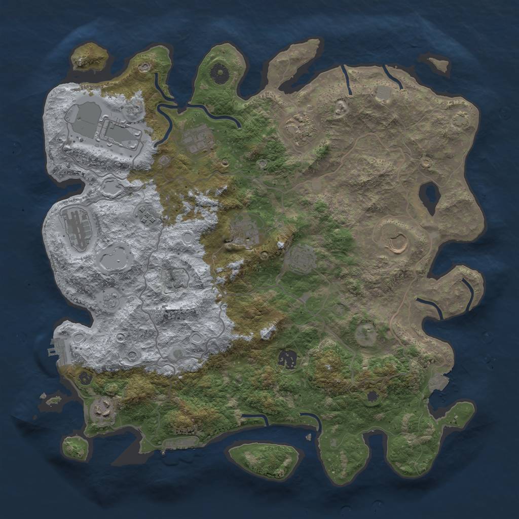 Rust Map: Procedural Map, Size: 4000, Seed: 1810775664, 18 Monuments