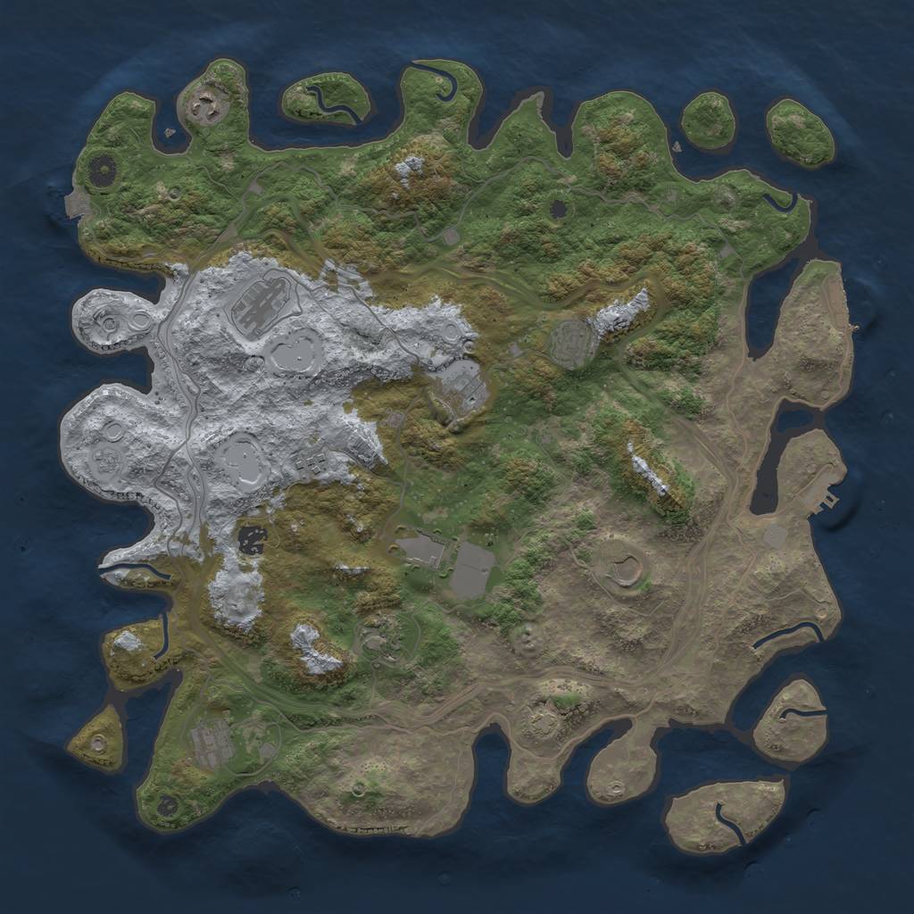 Rust Map: Procedural Map, Size: 4500, Seed: 32029070, 18 Monuments