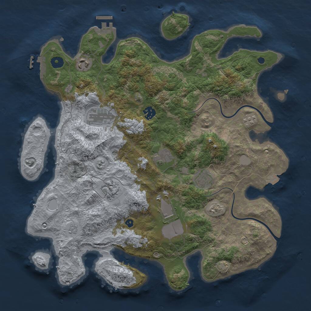Rust Map: Procedural Map, Size: 3800, Seed: 783137058, 14 Monuments