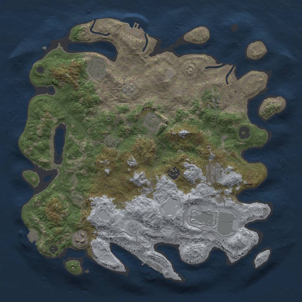 Rust Map: Procedural Map, Size: 3700, Seed: 644587, 16 Monuments