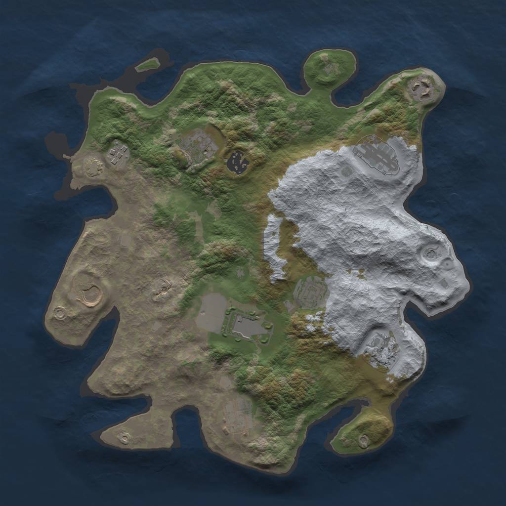 Rust Map: Barren, Size: 3500, Seed: 13568943, 14 Monuments