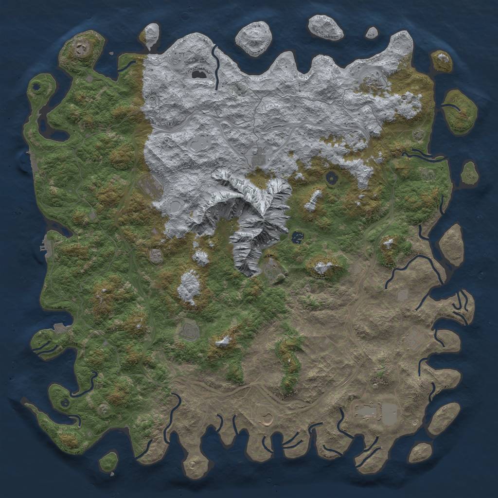 Rust Map: Procedural Map, Size: 6000, Seed: 419805165, 19 Monuments