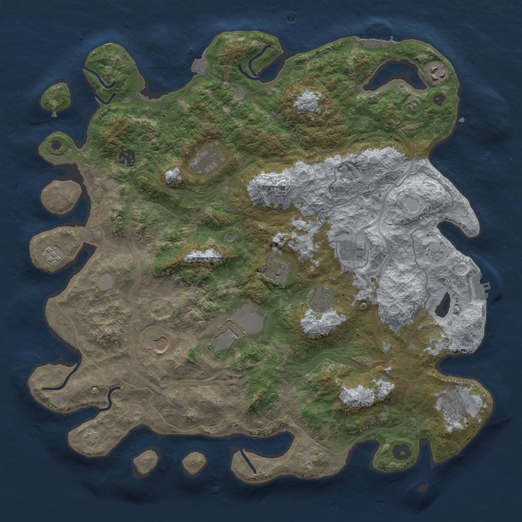 Rust Map: Procedural Map, Size: 4500, Seed: 59416470, 18 Monuments