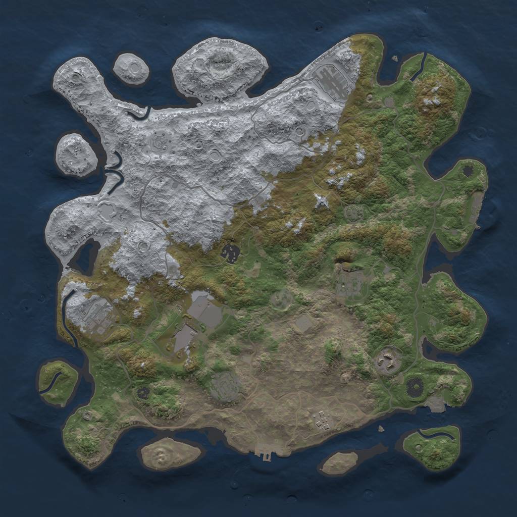Rust Map: Procedural Map, Size: 4100, Seed: 30793552, 16 Monuments