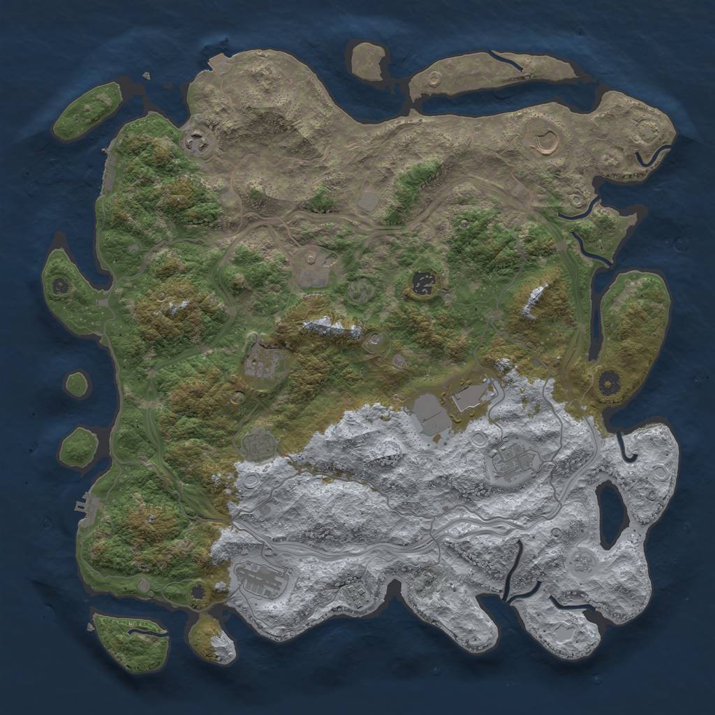 Rust Map: Procedural Map, Size: 4500, Seed: 77168141, 18 Monuments