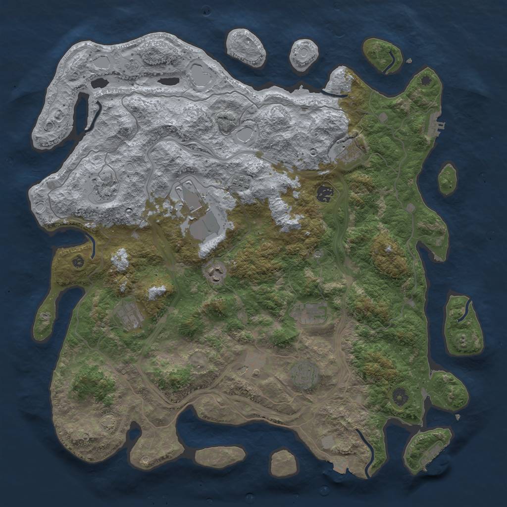 Rust Map: Procedural Map, Size: 4500, Seed: 735178183, 18 Monuments