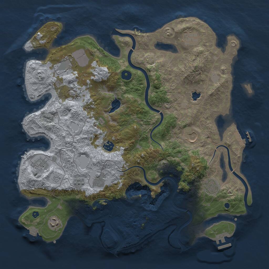 Rust Map: Procedural Map, Size: 4000, Seed: 282628761, 16 Monuments
