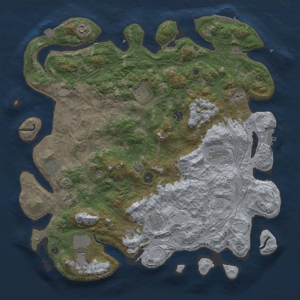 Rust Map: Procedural Map, Size: 4500, Seed: 217420736, 18 Monuments