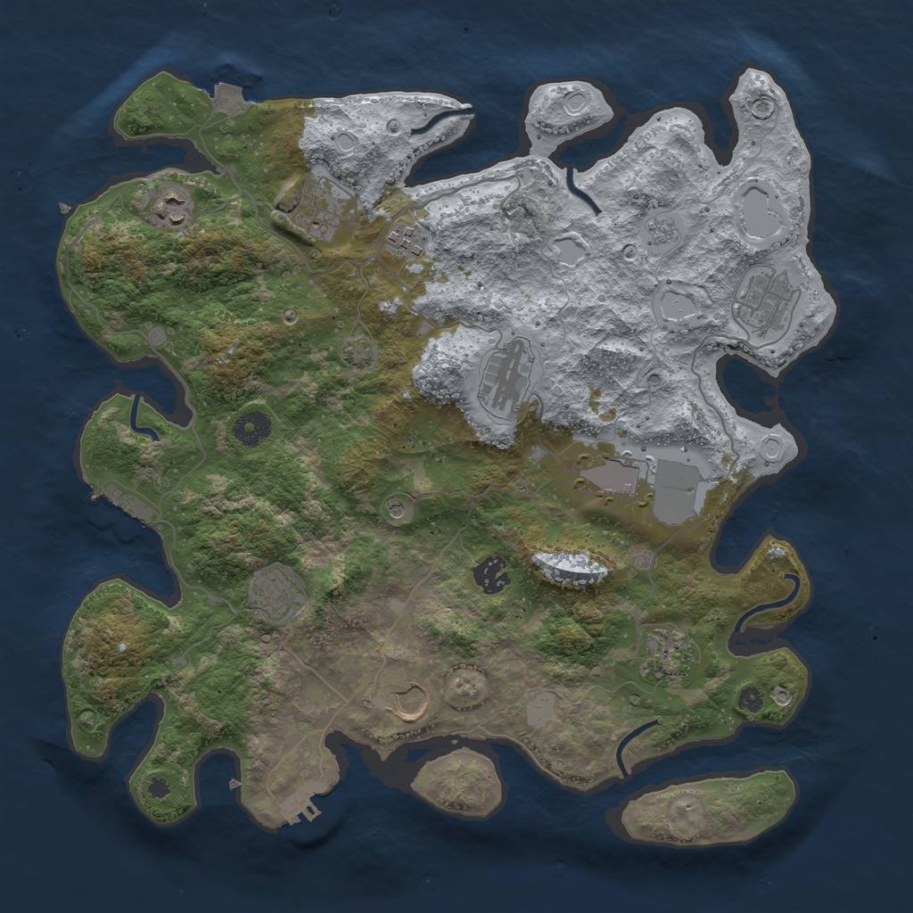 Rust Map: Procedural Map, Size: 3800, Seed: 1626204807, 18 Monuments