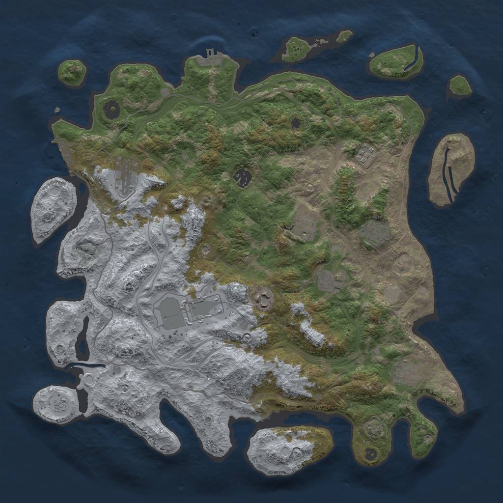 Rust Map: Procedural Map, Size: 4250, Seed: 2037773367, 17 Monuments