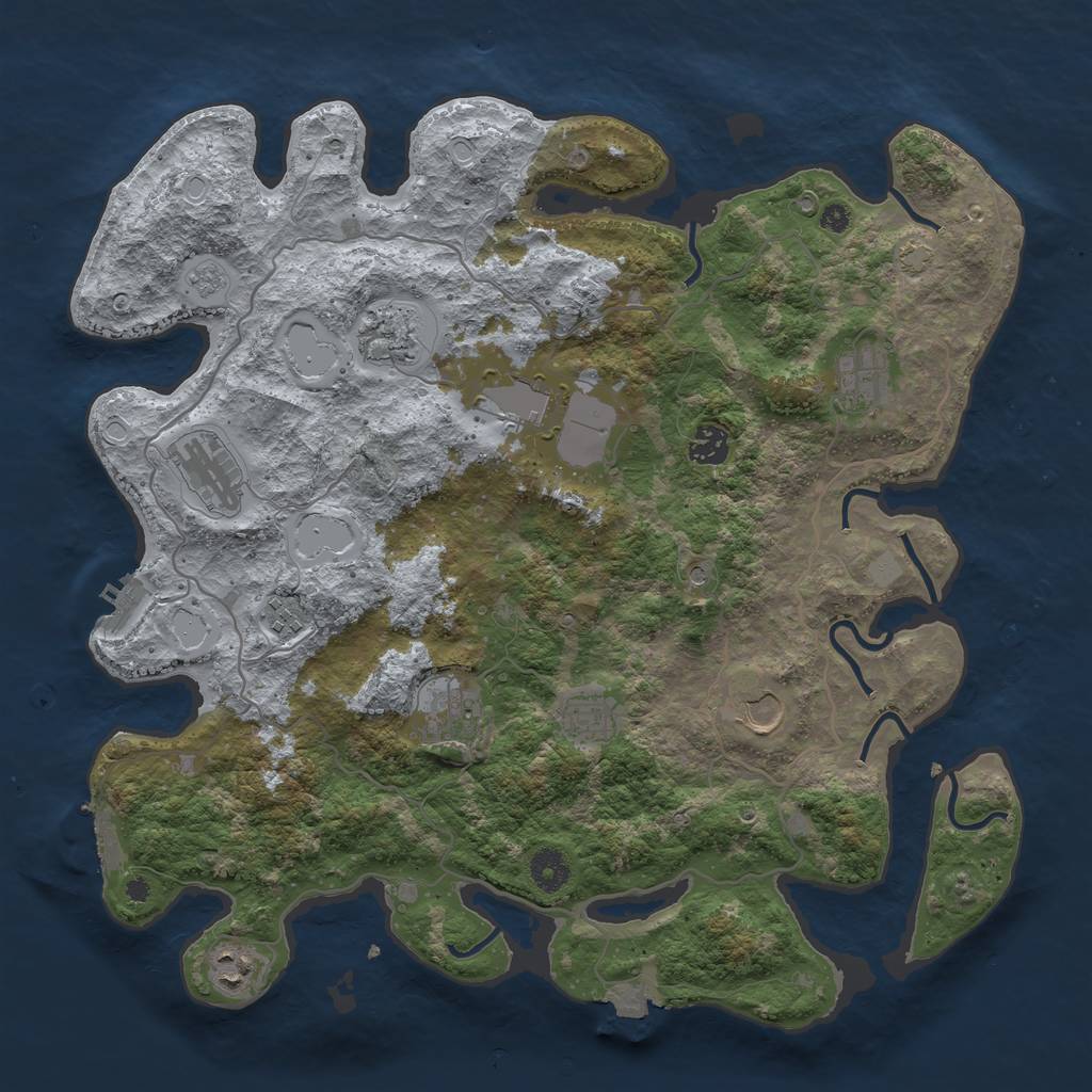 Rust Map: Procedural Map, Size: 4000, Seed: 1835166191, 18 Monuments