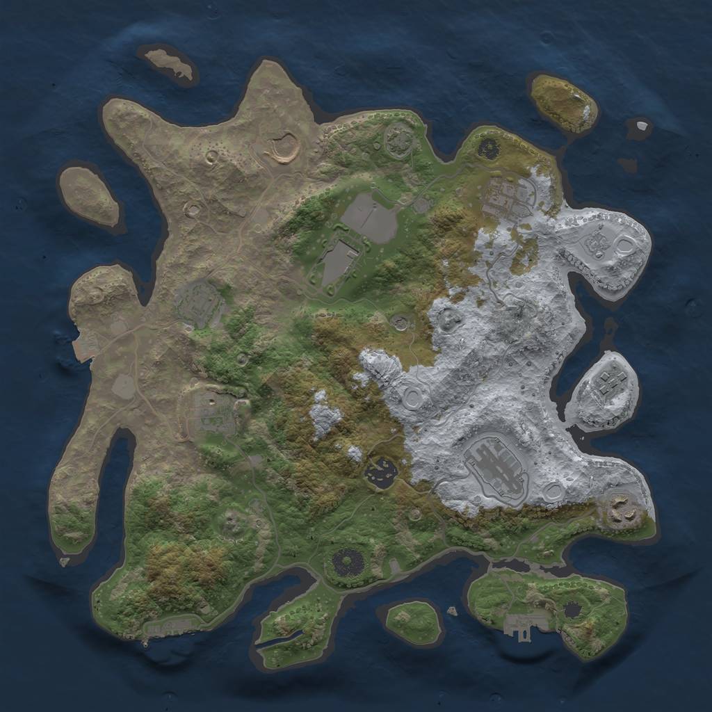 Rust Map: Procedural Map, Size: 3500, Seed: 67780673, 17 Monuments