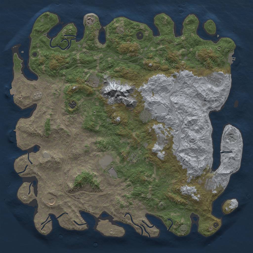 Rust Map: Procedural Map, Size: 5000, Seed: 548457290, 19 Monuments