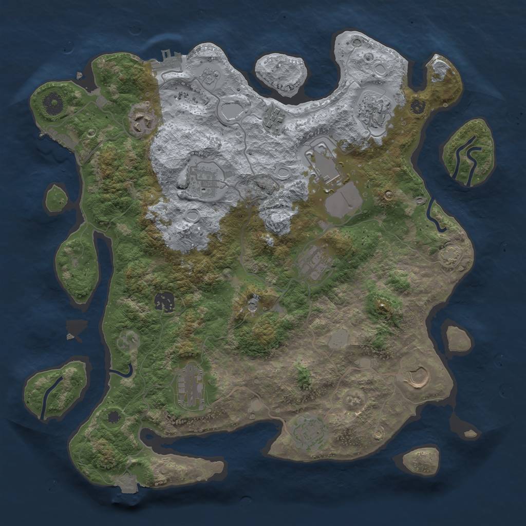 Rust Map: Procedural Map, Size: 3700, Seed: 20104320, 18 Monuments