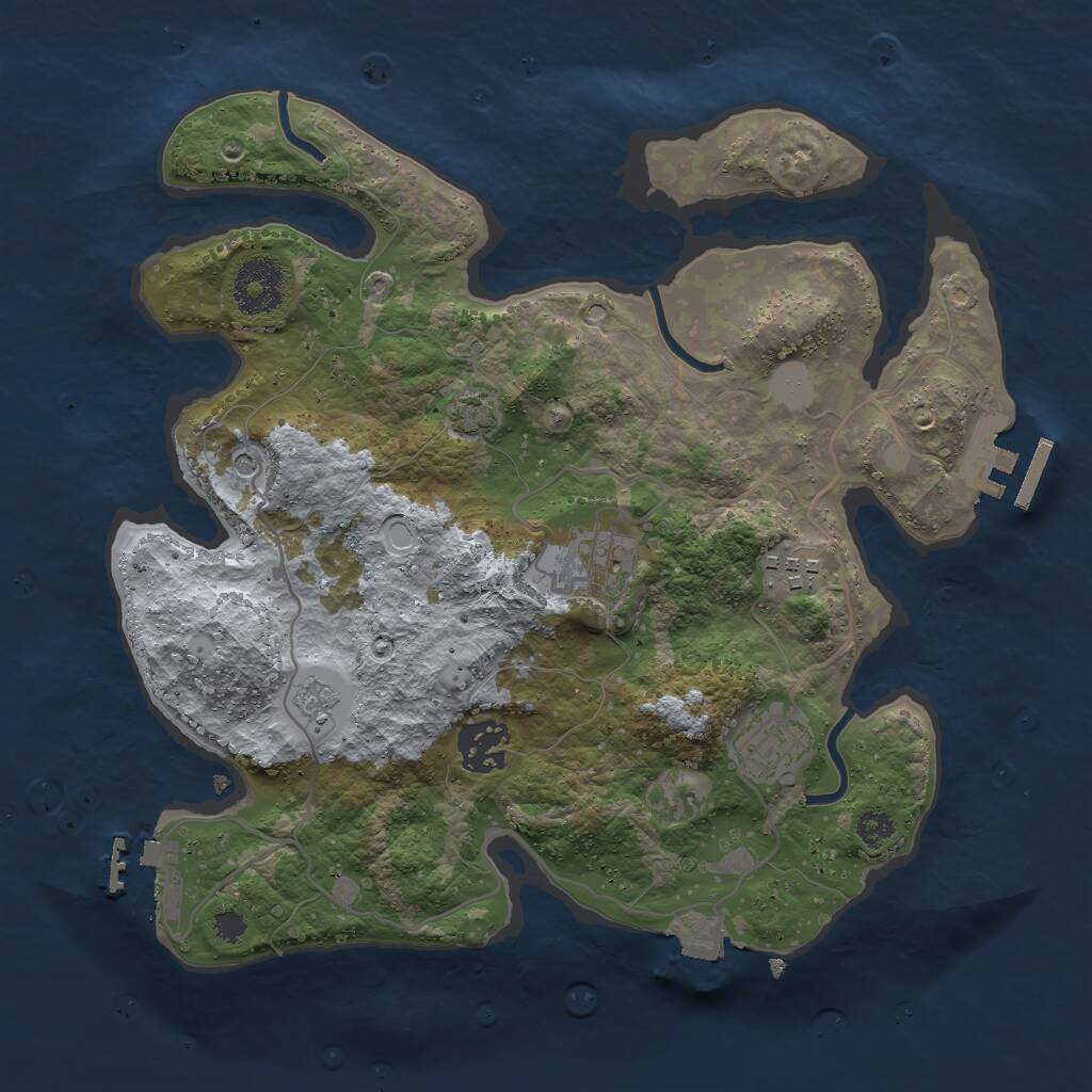 Rust Map: Procedural Map, Size: 3000, Seed: 8674, 10 Monuments