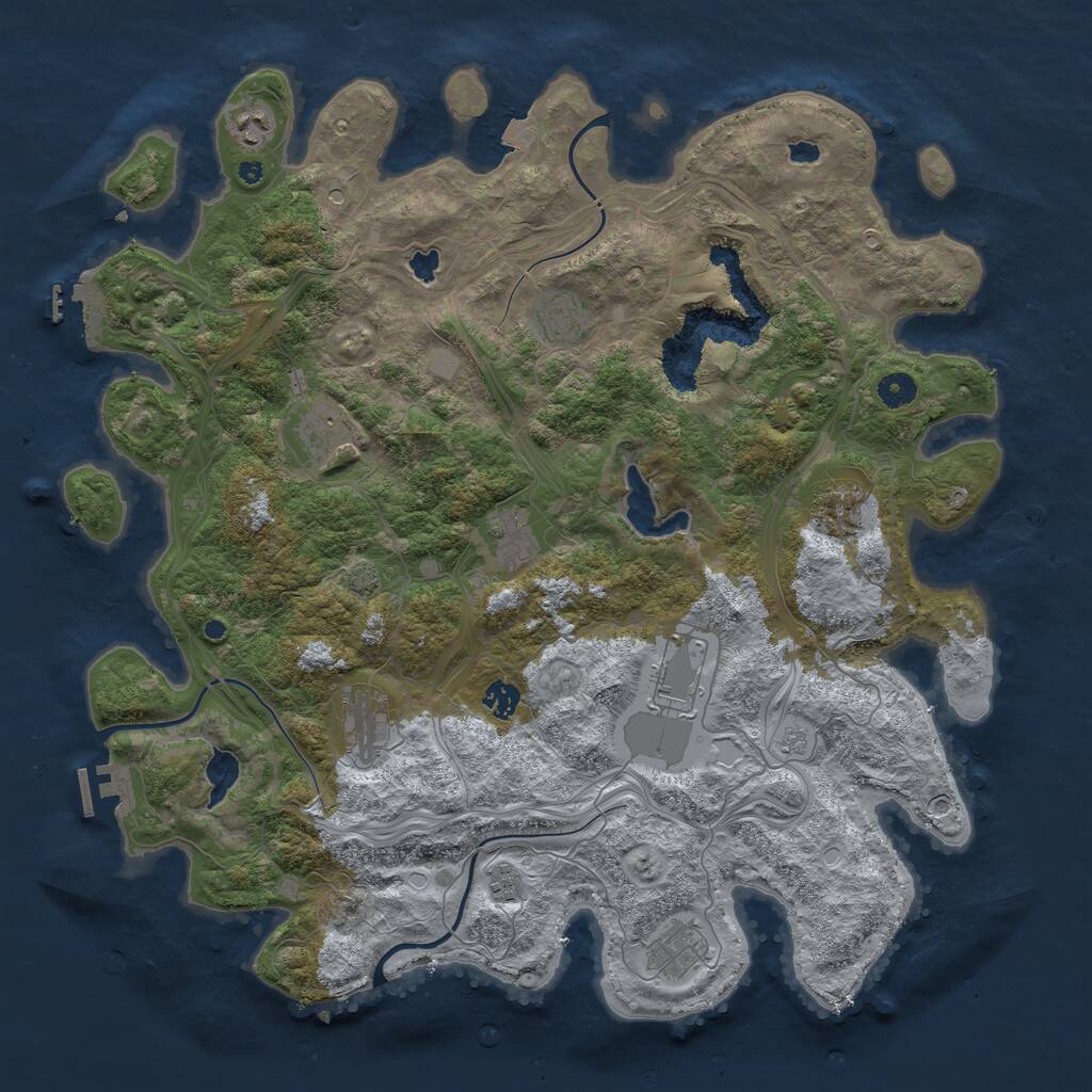 Rust Map: Procedural Map, Size: 4500, Seed: 1205441872, 16 Monuments