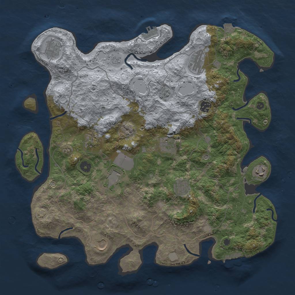Rust Map: Procedural Map, Size: 4000, Seed: 980442665, 18 Monuments