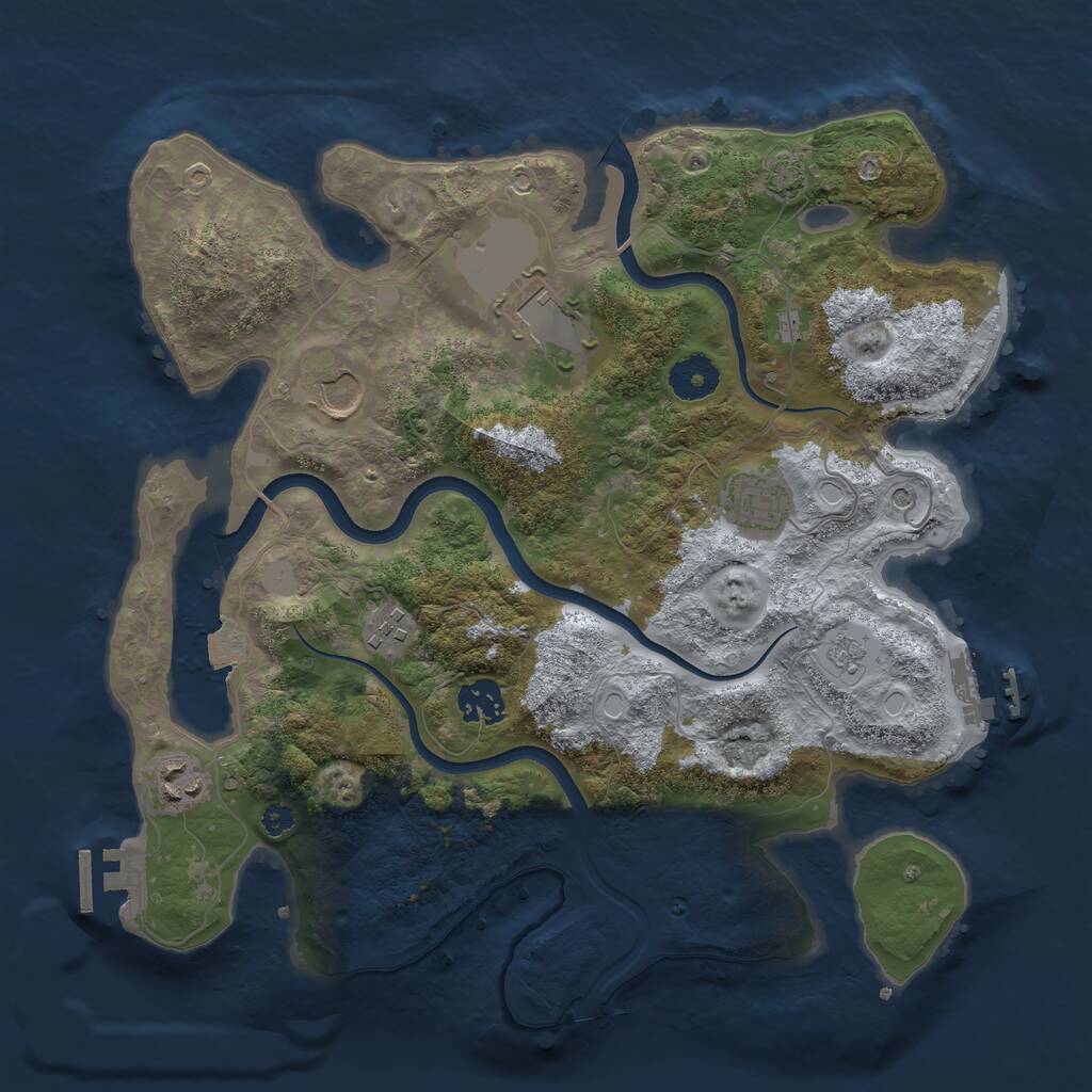 Rust Map: Procedural Map, Size: 3500, Seed: 39181582, 12 Monuments
