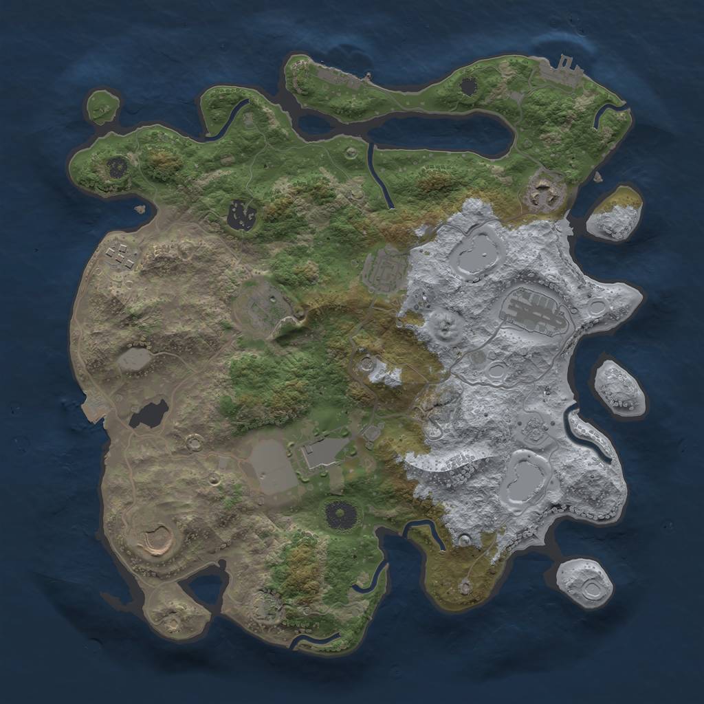 Rust Map: Procedural Map, Size: 3500, Seed: 1388180228, 16 Monuments