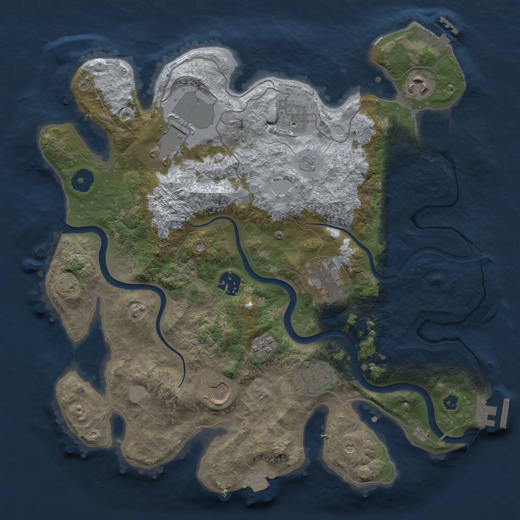 Rust Map: Procedural Map, Size: 3500, Seed: 37014571, 14 Monuments