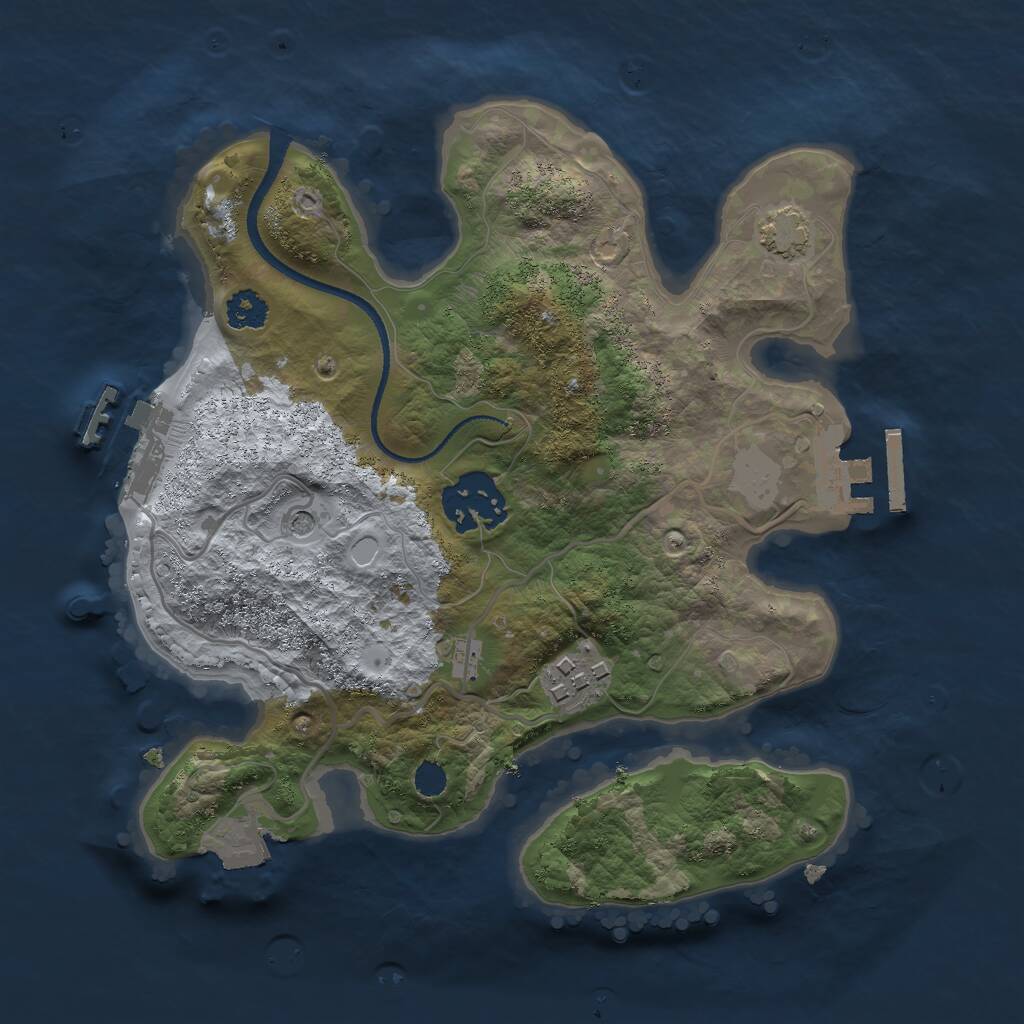 Rust Map: Procedural Map, Size: 2500, Seed: 329154, 7 Monuments