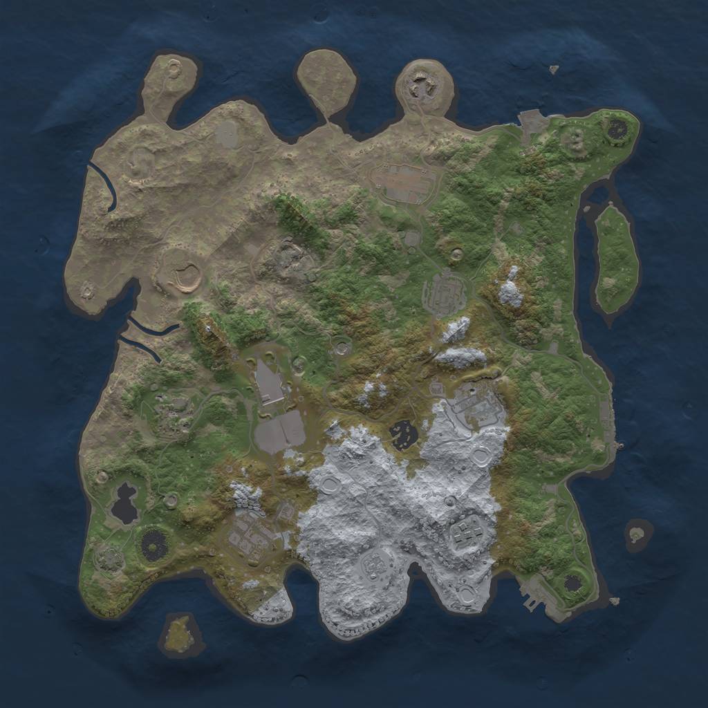 Rust Map: Procedural Map, Size: 3700, Seed: 1060631530, 18 Monuments