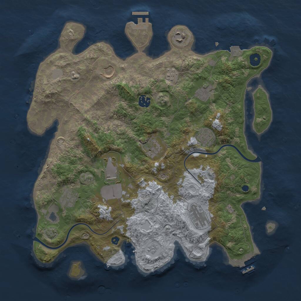 Rust Map: Procedural Map, Size: 3700, Seed: 1060631530, 16 Monuments