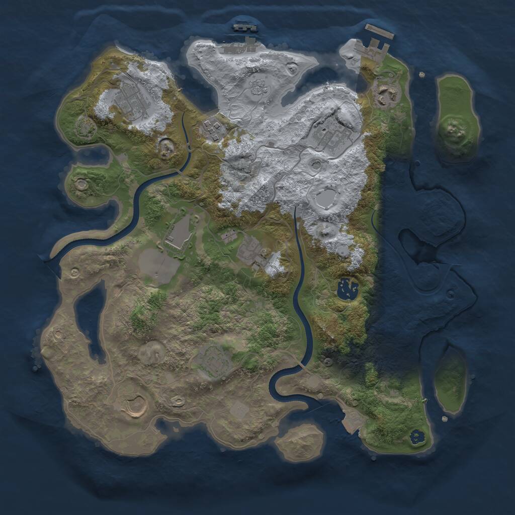 Rust Map: Procedural Map, Size: 3500, Seed: 1454447875, 15 Monuments