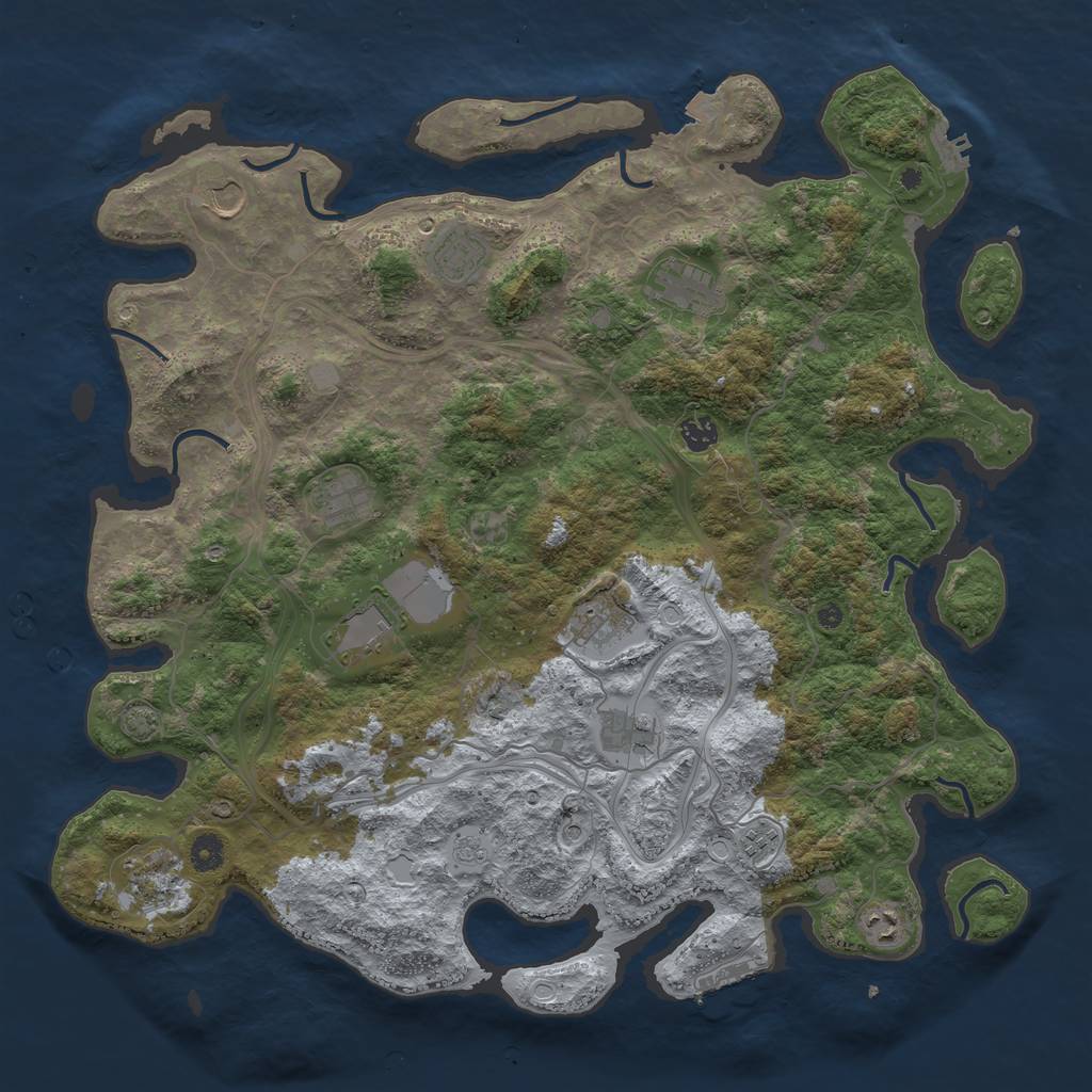 Rust Map: Procedural Map, Size: 4500, Seed: 1154442099, 19 Monuments