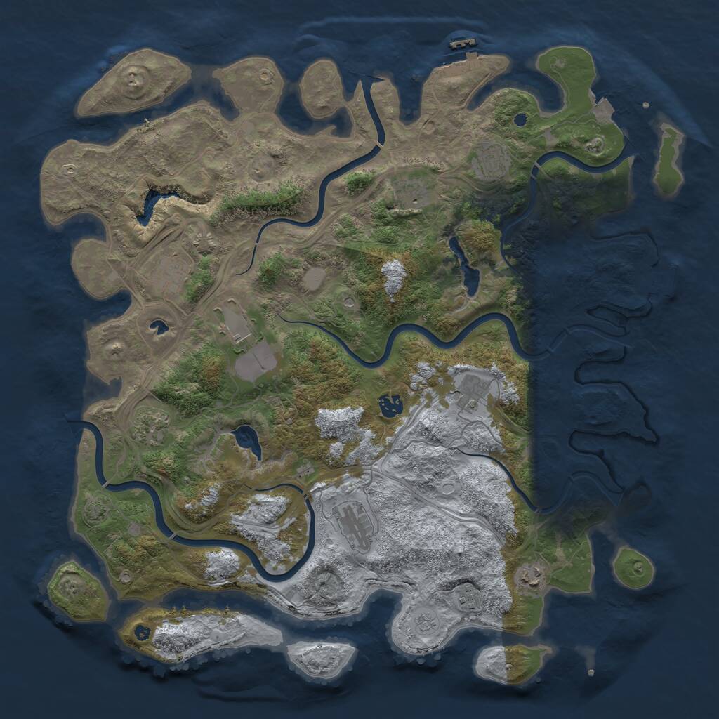 Rust Map: Procedural Map, Size: 4500, Seed: 971884395, 16 Monuments