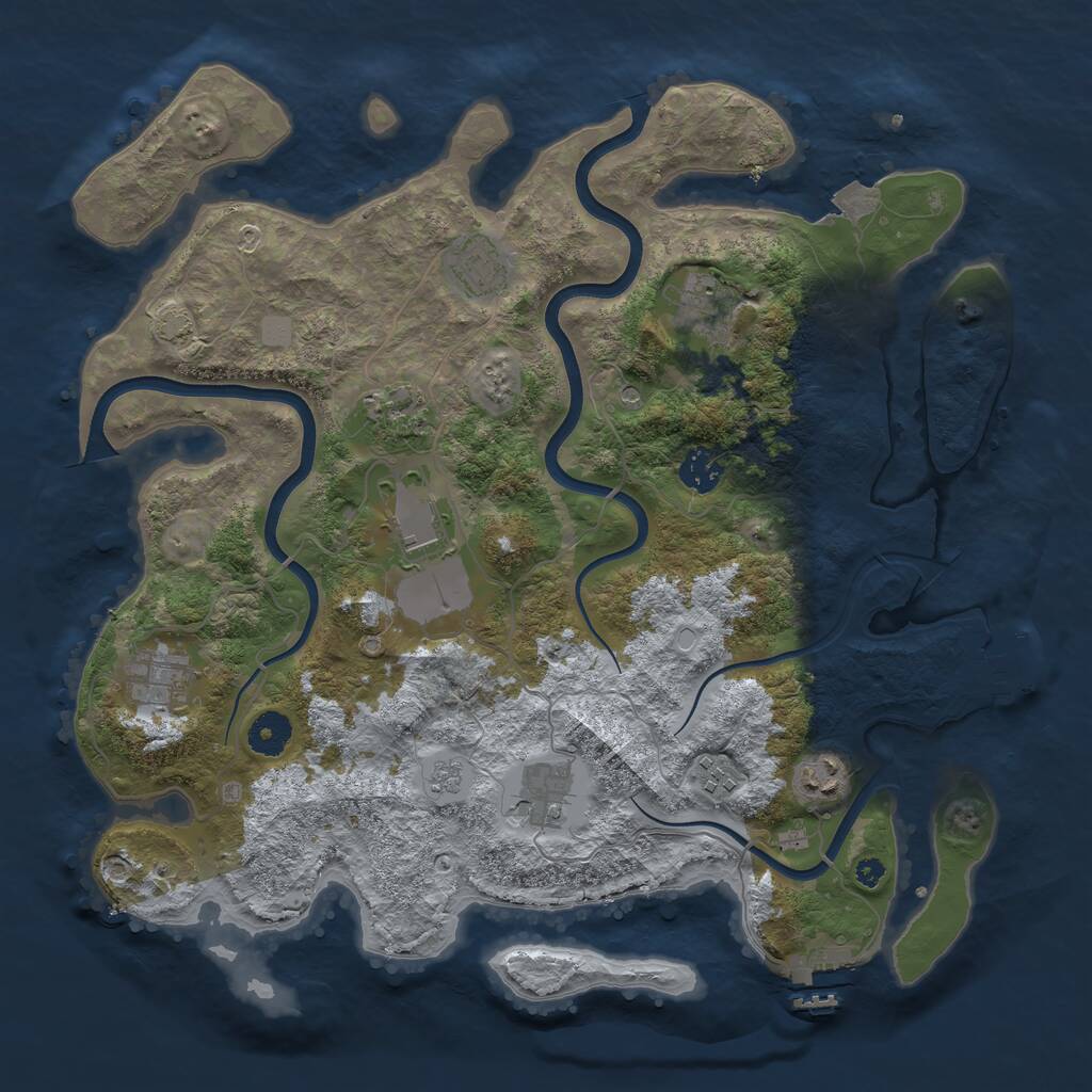 Rust Map: Procedural Map, Size: 3800, Seed: 1821129598, 15 Monuments