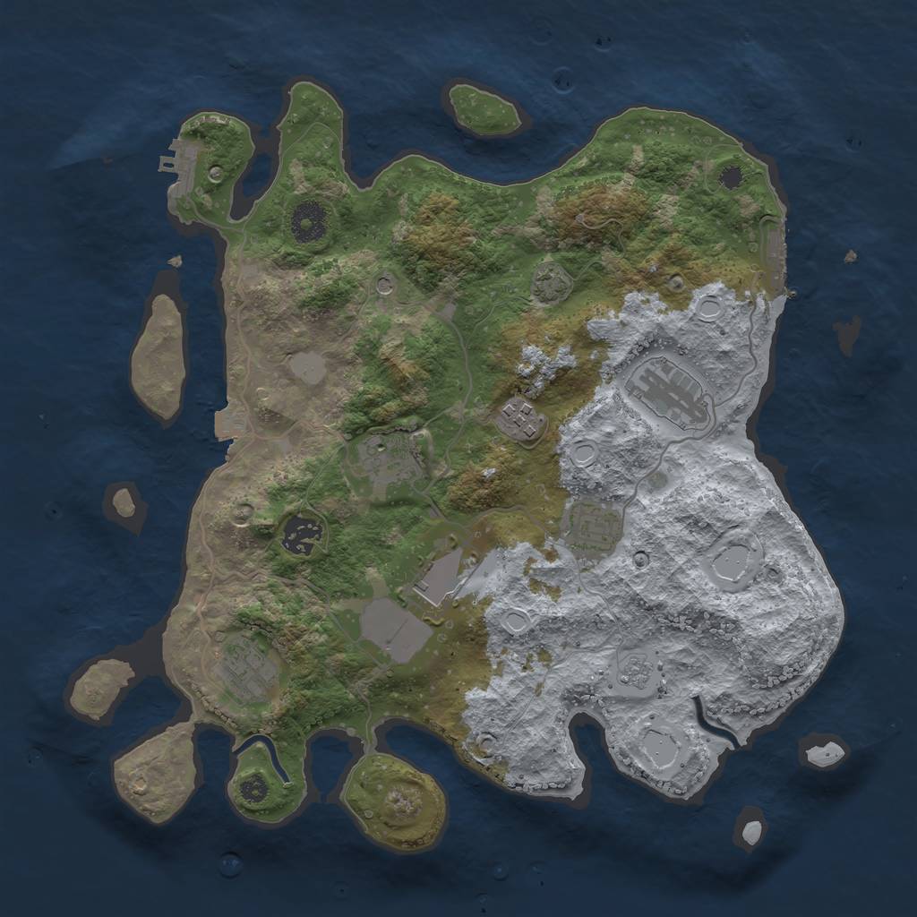 Rust Map: Procedural Map, Size: 3500, Seed: 712342, 15 Monuments