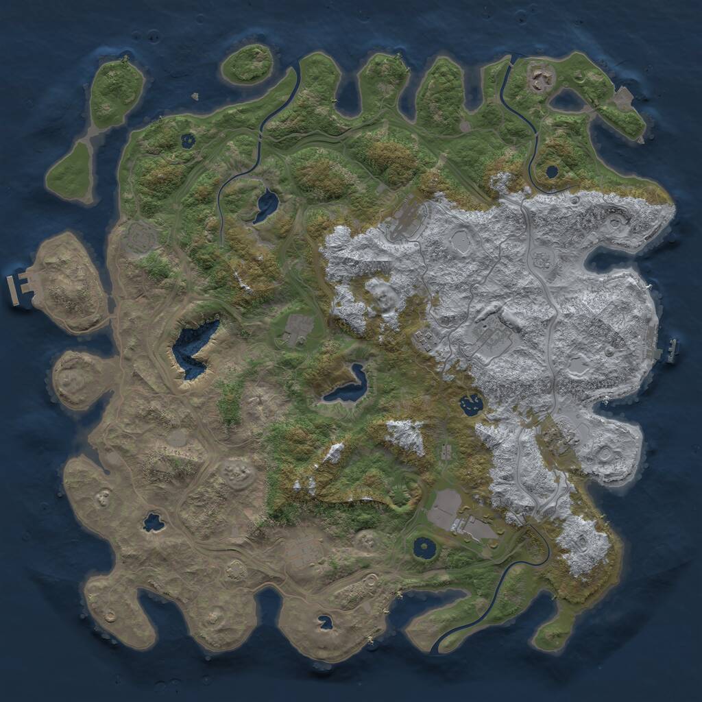 Rust Map: Procedural Map, Size: 4700, Seed: 547298053, 16 Monuments