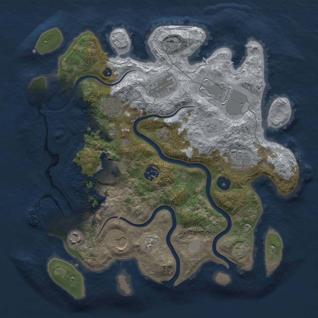 Rust Map: Procedural Map, Size: 3500, Seed: 531927642, 14 Monuments