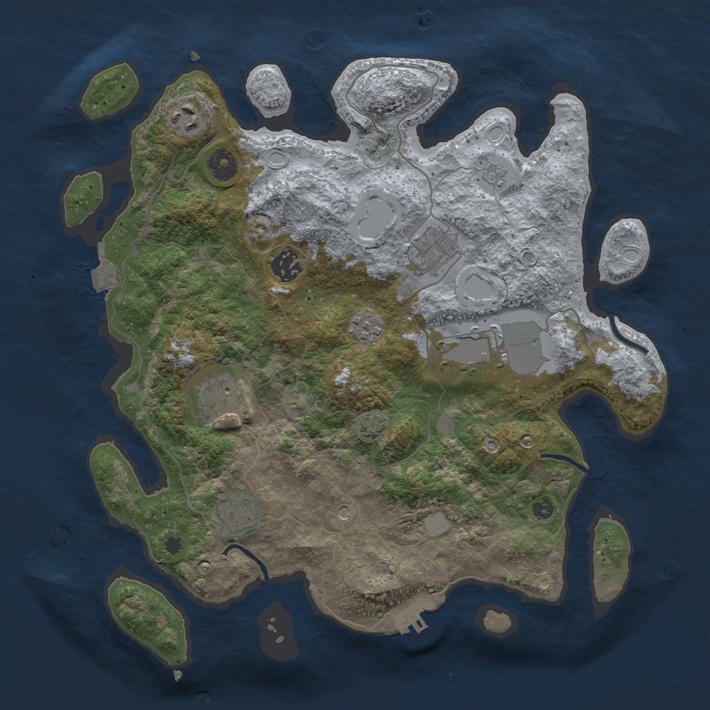 Rust Map: Procedural Map, Size: 3500, Seed: 531927642, 14 Monuments