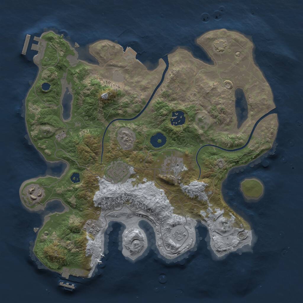 Rust Map: Procedural Map, Size: 3000, Seed: 638593839, 10 Monuments