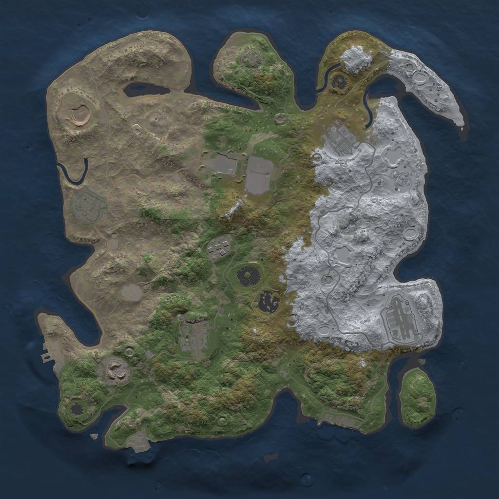 Rust Map: Procedural Map, Size: 3500, Seed: 1384142929, 17 Monuments