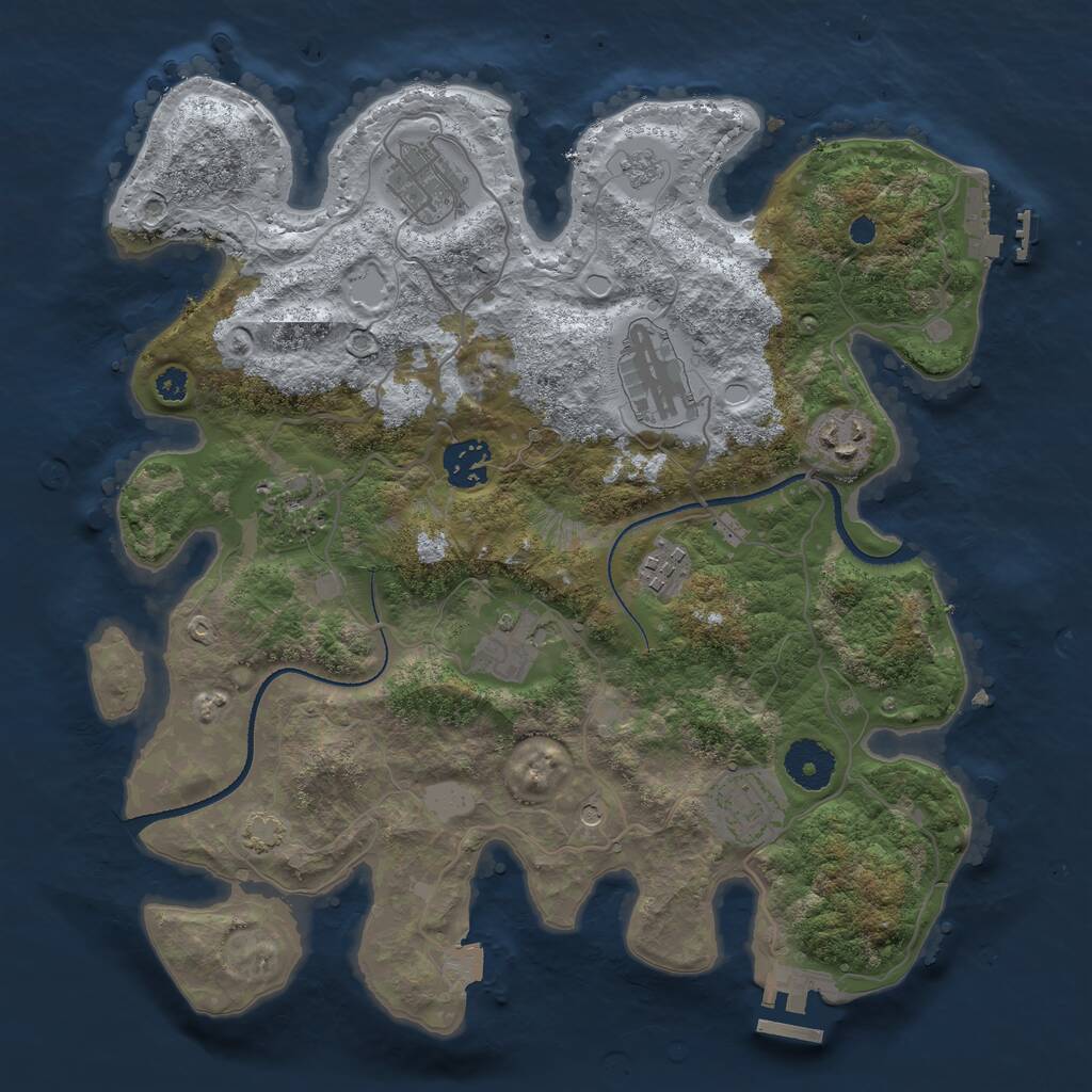 Rust Map: Procedural Map, Size: 3333, Seed: 58974, 14 Monuments