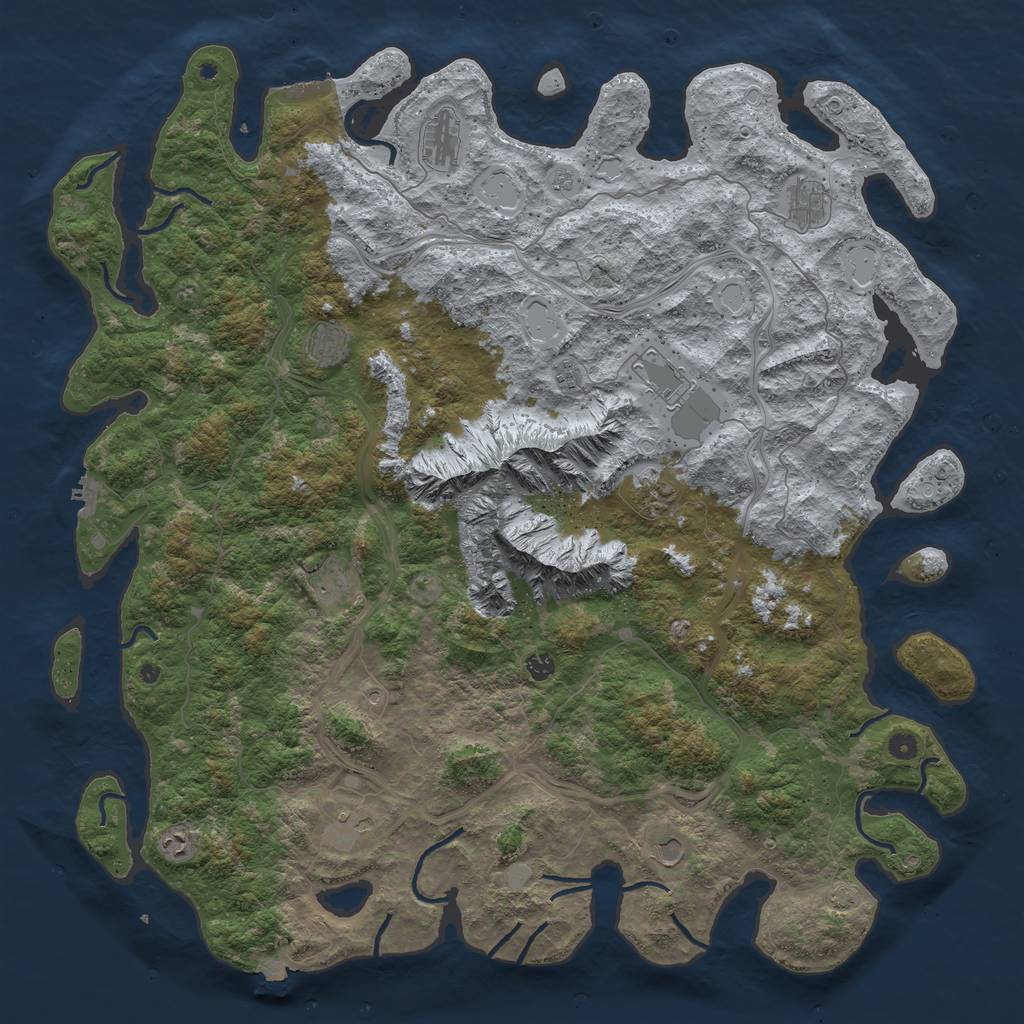 Rust Map: Procedural Map, Size: 5500, Seed: 234845, 19 Monuments