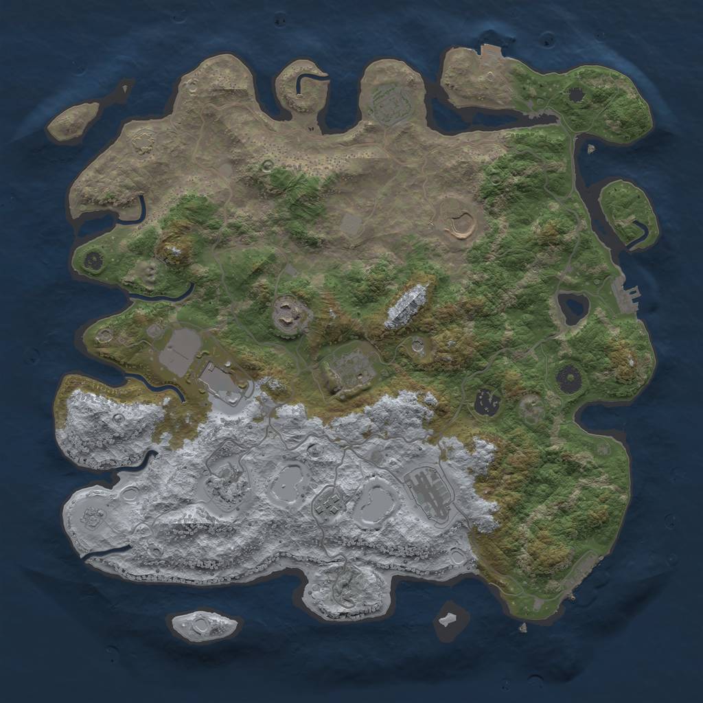 Rust Map: Procedural Map, Size: 4000, Seed: 1842995772, 17 Monuments