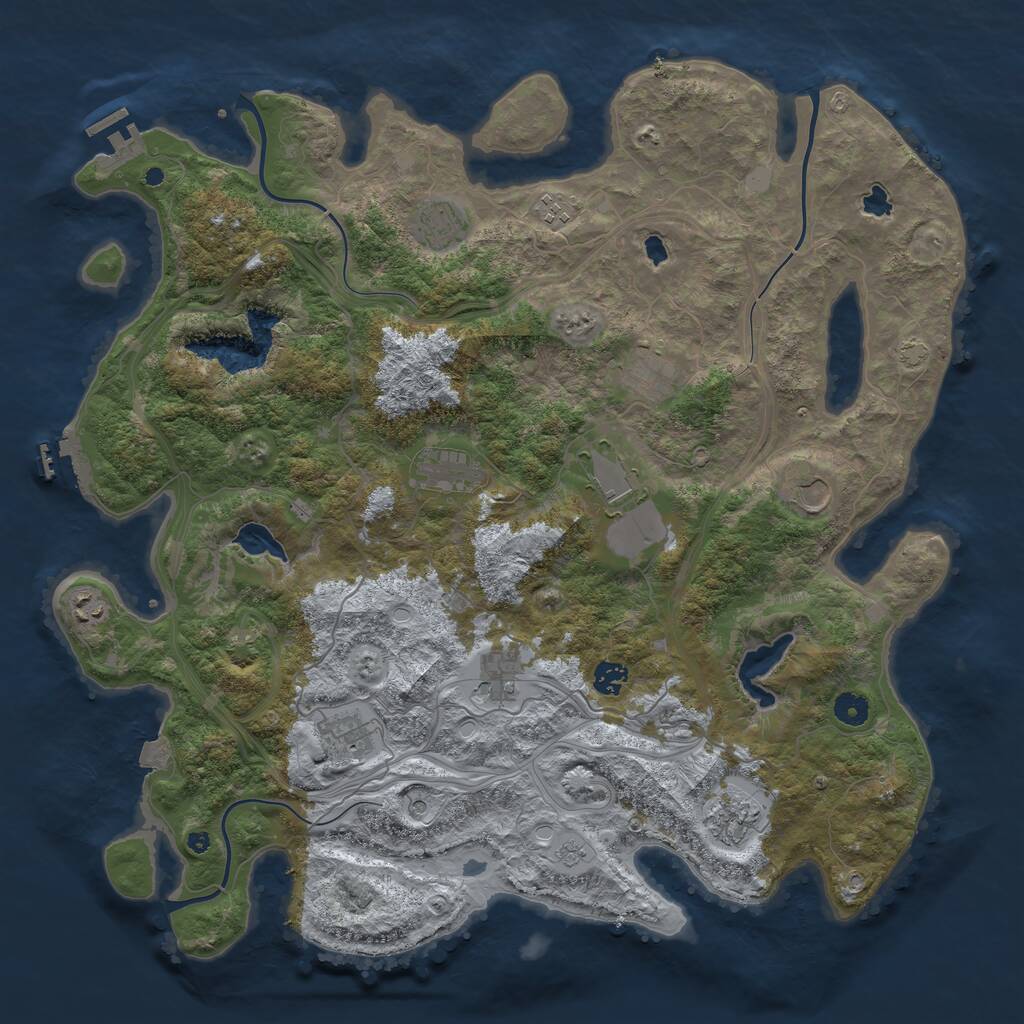 Rust Map: Procedural Map, Size: 4500, Seed: 1046587472, 17 Monuments