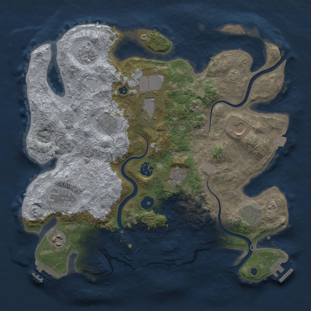 Rust Map: Procedural Map, Size: 3600, Seed: 17331912, 16 Monuments