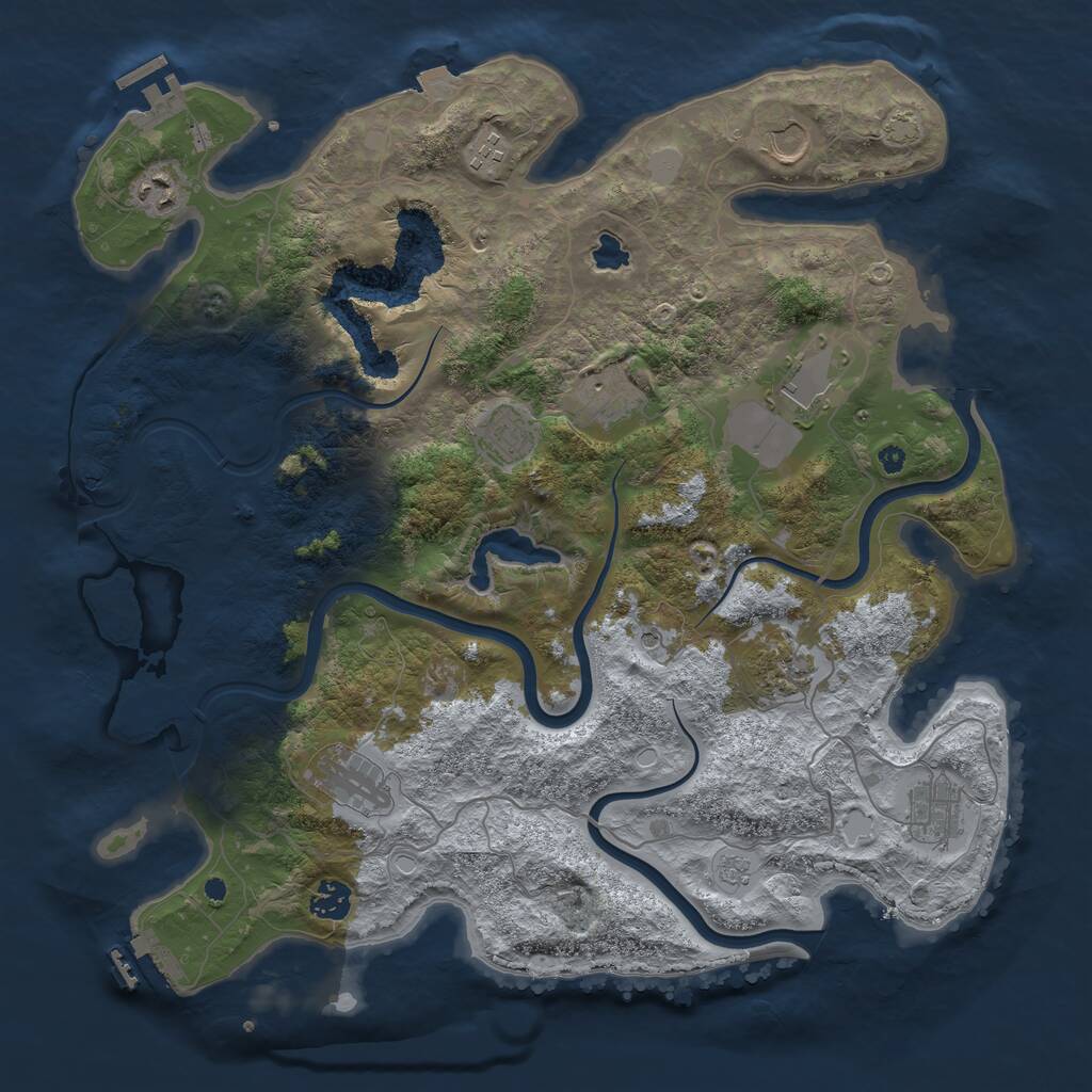 Rust Map: Procedural Map, Size: 4000, Seed: 55570353, 16 Monuments