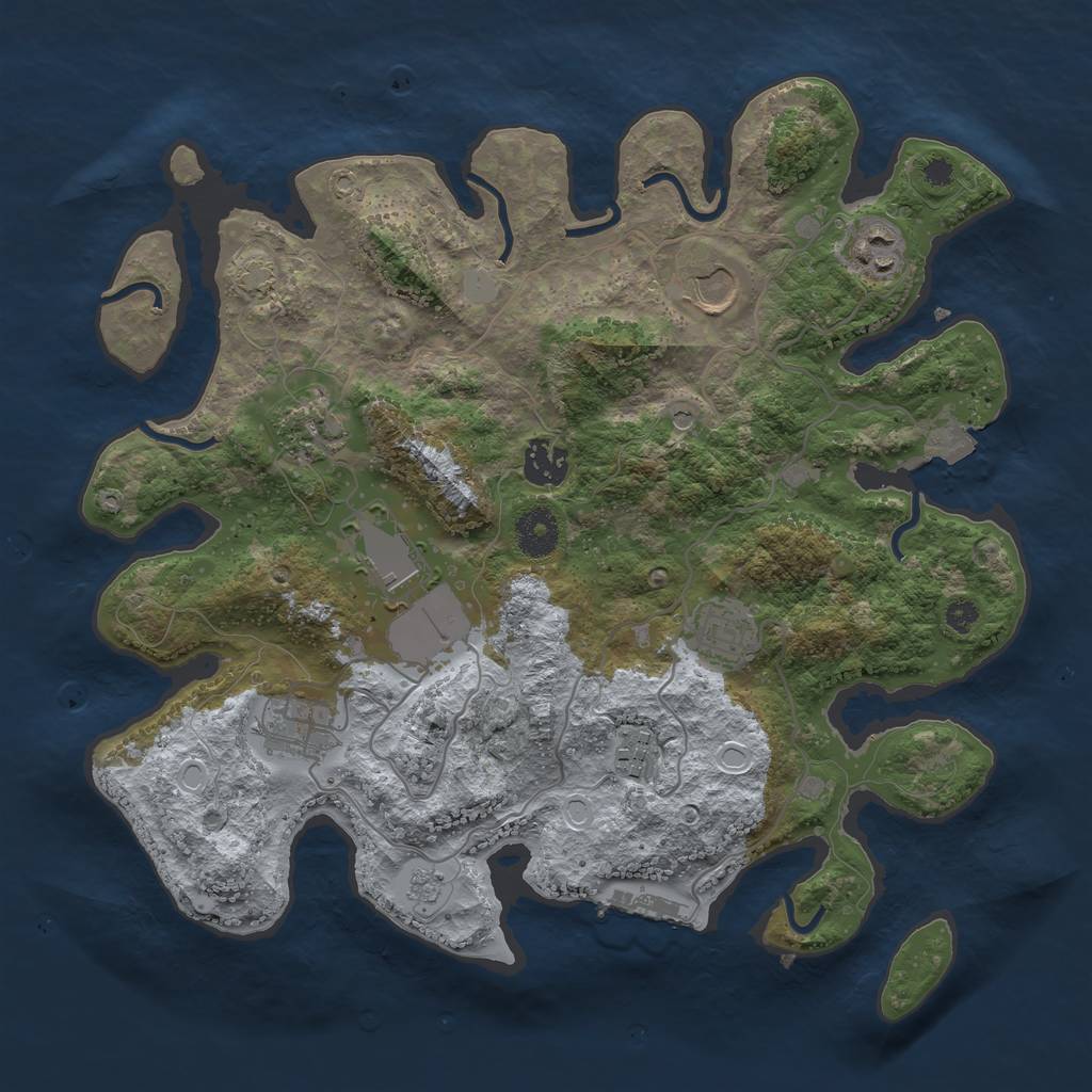 Rust Map: Procedural Map, Size: 3500, Seed: 1401846685, 15 Monuments