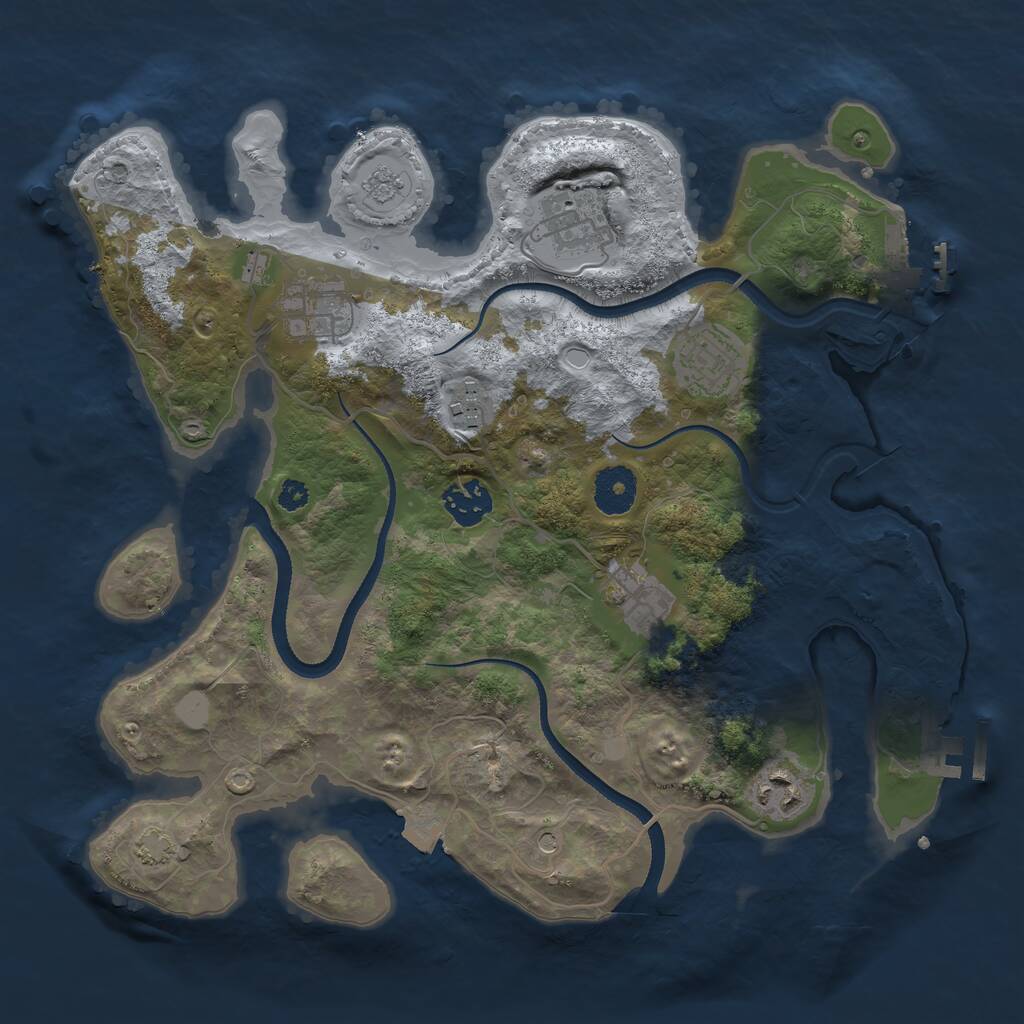 Rust Map: Procedural Map, Size: 3333, Seed: 98619267, 13 Monuments